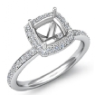 0.95Ct Diamond Engagement Ring Cushion Shape Semi Mount Platinum 950 Halo Setting - javda.com 