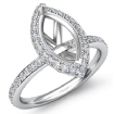 1Ct Diamond Engagement Marquise Shape Ring 14k White Gold Halo Setting SemiMount - javda.com 