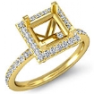 1Ct Diamond Engagement Ring Princess Cut Semi Mount 14k Gold Yellow Halo Setting