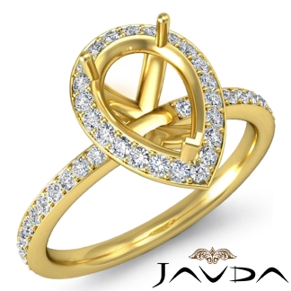 1Ct Diamond Vintage Engagement Ring Pear Semi Mount Halo Setting 18k Gold Yellow