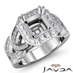 Diamond Engagement Halo Pave Setting Platinum 950 Asscher Semi Mount Ring 1.3Ct - javda.com 