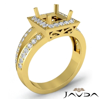 0.55Ct Diamond Engagement Ring Halo Setting 18k Gold Yellow Princess Semi Mount