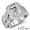 Halo Pave Set Diamond Engagement Ring Emerald Semi Mount Platinum 950 1.27Ct - javda.com 