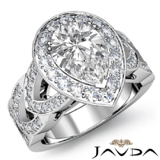 Petite Pave Set Halo Filigree diamond Ring 18k Gold White