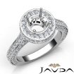 Diamond Engagement Ring Halo Pave Setting 18k White Gold Round Semi Mount 1.6Ct - javda.com 