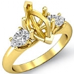 Pear Marquise Semi Mount Diamond Three 3 Stone Engagement Ring 18k Gold Yellow 0.5Ct