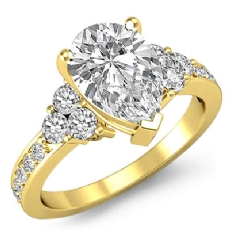 Three Stone Pave Sidestone diamond Hot Deals 18k Gold Yellow