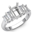 Emerald 5 Stone Diamond Engagement Ring 18k White Gold Setting 1.5Ct - javda.com 