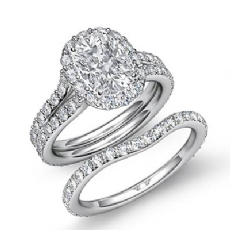 Halo Pave Wedding Set diamond Ring Platinum 950