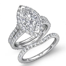 Split Shank Halo Bridal Sets diamond  18k Gold White