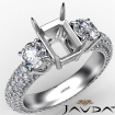 Three 3 Stone Emerald Diamond Engagement Ring Platinum 950 Semi Mount 2.64Ct - javda.com 