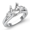 3 Stone Round Diamond Engagement Ring Platinum 950 Semi Mount 0.5Ct - javda.com 