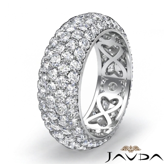 14k Gold White Women Wedding Eternity Ring Round Diamond Engagement Band 3.95Ct