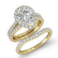 Halo Pave Split Shank Bridal diamond  14k Gold Yellow