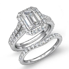 Halo Split Shank Bridal diamond Ring Platinum 950