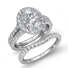 Halo Pave Wedding Bridal Set diamond  Platinum 950