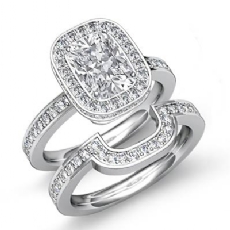 Accent Halo Bridal Set diamond Ring 18k Gold White