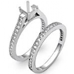 0.57Ct Pave Princess Diamond Engagement Bridal Ring Set 18k Gold White Semi Mount