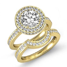 Classic Circa Halo Bridal Set diamond  14k Gold Yellow
