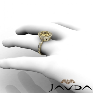 1.25Ct Diamond Engagement Ring Oval Shape Semi Mount Halo Setting 14k Gold Yellow