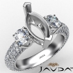 Three 3 Stone Marquise Diamond Engagement Ring 18k White Gold Semi Mount 2.25Ct - javda.com 
