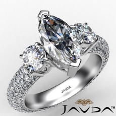 Claw Prong 3 Stone Eternity diamond Ring 18k Gold White