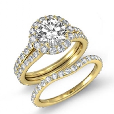 Split Shank Halo Bridal Pave diamond  14k Gold Yellow