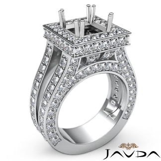 2.5Ct Diamond Engagement Ring Princess Semi Mount Halo Setting 14k Gold White