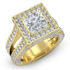 Split Shank Vintage Halo diamond Ring 14k Gold Yellow