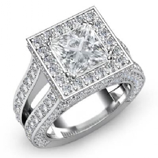Split Shank Vintage Halo diamond Ring 18k Gold White