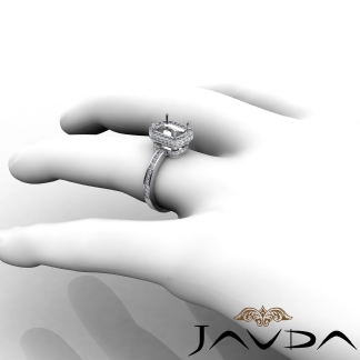 0.84Ct Diamond Engagement Ring Cushion Semi Mount Platinum 950 Halo Setting