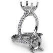 French U Hidden Halo Diamond Oval Semi Mount Engagement Ring Platinum 950 0.52Ct - javda.com 