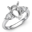 Pear Semi Mount 3 Stone Diamond Engagement Ring 14k White Gold 0.5Ct - javda.com 