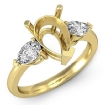 Pear Semi Mount 3 Stone Diamond Engagement Ring 14k Yellow Gold 0.5Ct - javda.com 
