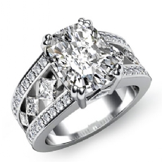 Bezel Set Double Prong diamond Ring 18k Gold White