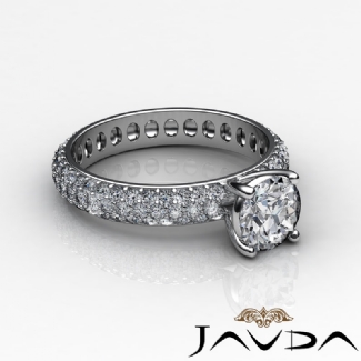 1.5 Ct Pave Diamond Engagement Ring Classic Round Semi Mount Setting 14K Wh Gold
