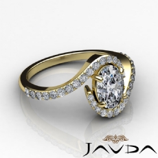 Curve Shank Halo Sidestone diamond Ring 14k Gold Yellow