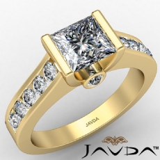 Channel Bezel Tension Setting diamond Ring 14k Gold Yellow