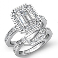 Halo Pave Setting Bridal diamond Ring Platinum 950