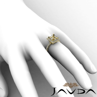 0.55Ct Diamond Engagement Ring Princess Semi Mount Halo Setting 18k Gold Yellow