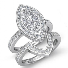 Circa Halo Pave Bridal diamond Ring 18k Gold White