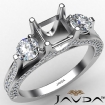 Three Stone Asscher Diamond Engagement Ring Set 18k White Gold Semi Mount 1.2Ct - javda.com 