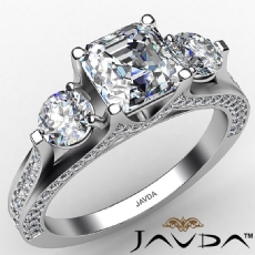 Three Stone Pave Bridge Accent diamond Ring Platinum 950
