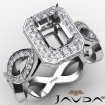 Emerald Diamond Engagement Ring Pave Setting 18k White Gold Wedding Band 1.3Ct - javda.com 