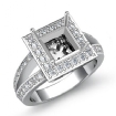 Halo Diamond Engagement Ring Princess Semi Mount 18k White Gold 0.6Ct - javda.com 