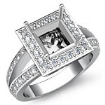 0.6Ct Diamond Engagement Ring Princess Semi Mount Platinum Halo Setting