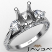 Three 3 Stone Emerald Diamond Engagement Ring Set 18k White Gold Semi Mount 1.2Ct - javda.com 