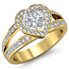 Split-Shank Halo Pave Set diamond  14k Gold Yellow