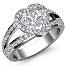 Split-Shank Halo Pave Set diamond Ring 18k Gold White