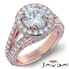 Split Shank Halo Bridge Accent diamond Ring 18k Rose Gold